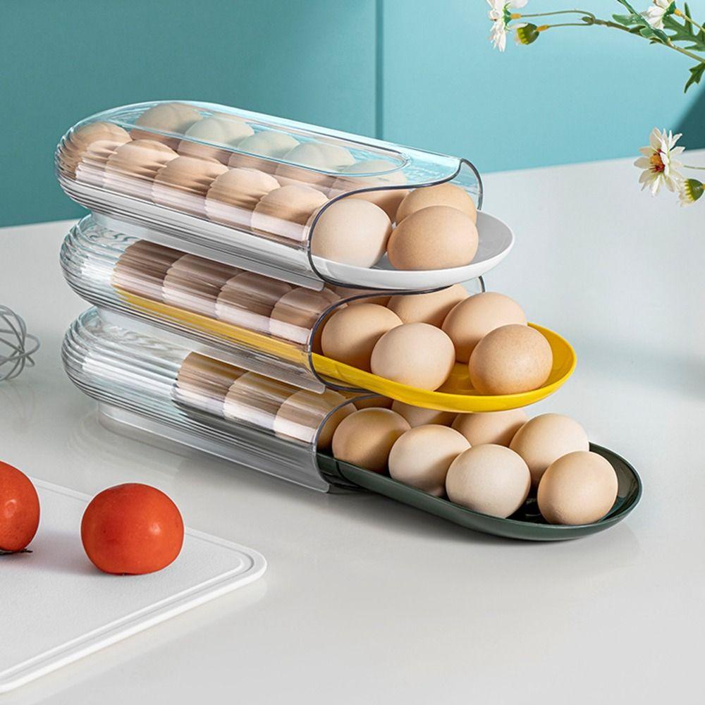 JEROMY Rak Pajangan Telur Transparan Tahan Lama Kotak Penyimpanan Aksesoris Dapur Praktis Fresh-keeping Egg Tray