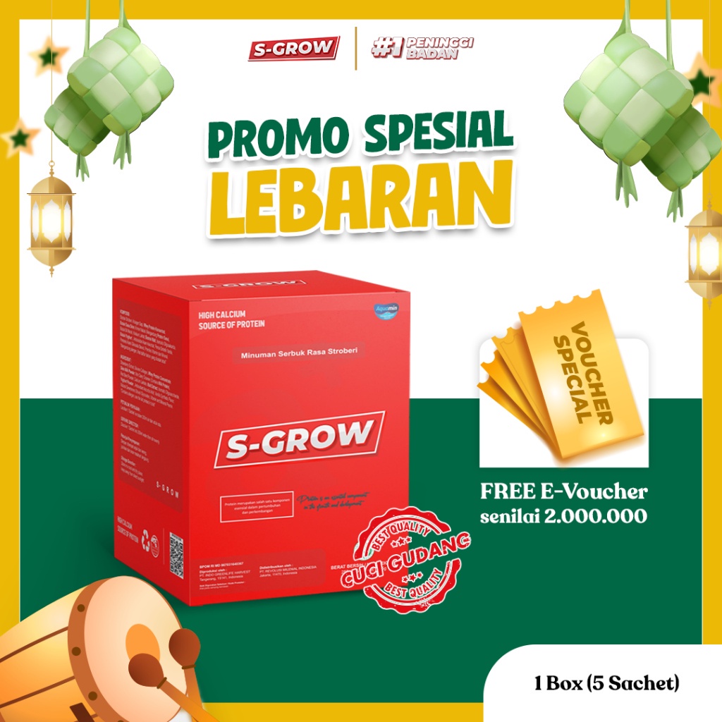 Original New - S-GROW Peninggi Badan Terbaik- 5 Sachet S-GROW