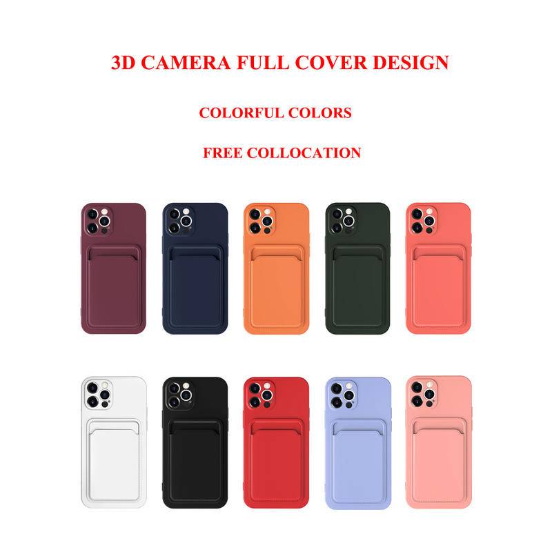 Tas Kartu Bahan Silikon Case Warna Untuk Kamera iphone X XS MAX XR Full Cover Untuk Iphone7 8 Plus SE 2022 2020