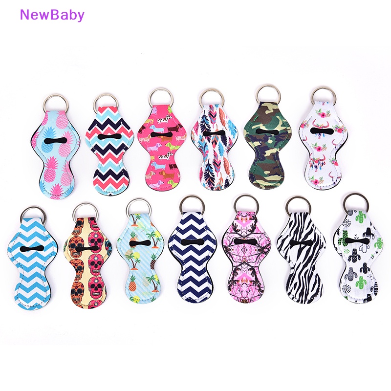 Newbaby Waterproof Neoprene Floral Lip Chap Lip Balm Holder Tas Gantungan Kunci ID