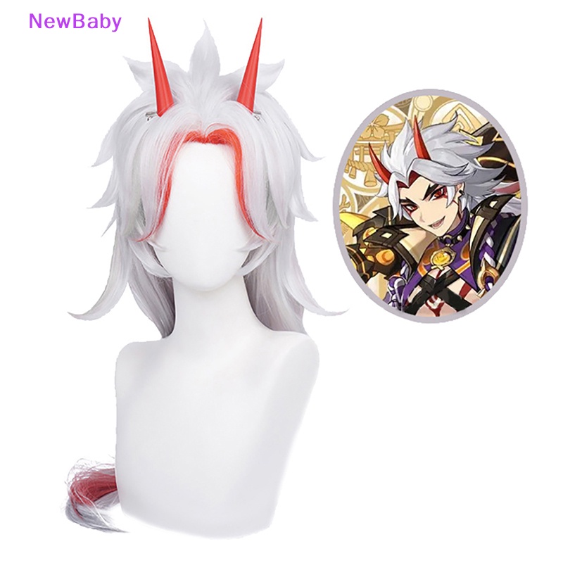 Newbaby Genshin Impact Arataki Itto Cosplay Wig Props Wig Anime Tahan Panas ID