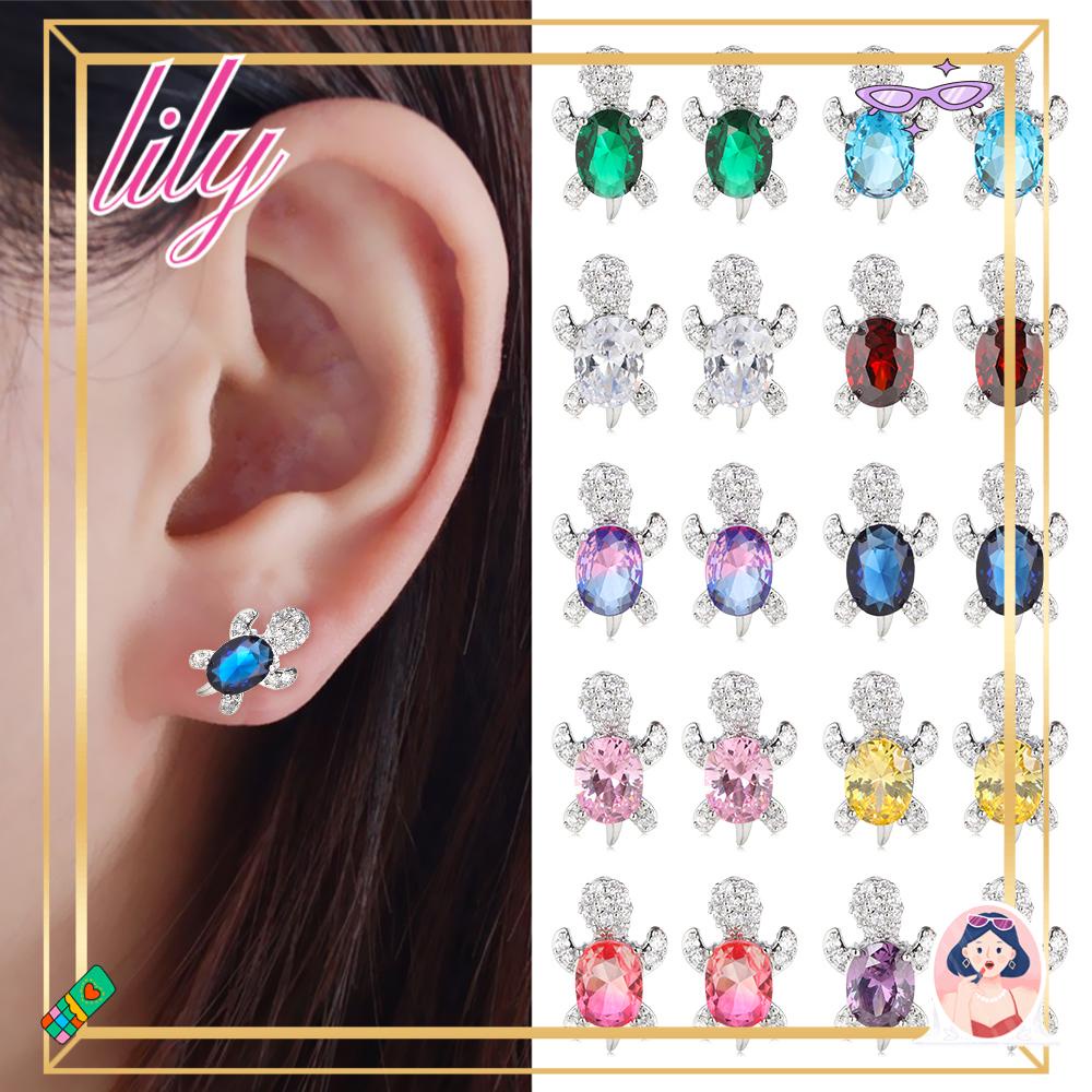 Anting Tusuk LILY Oval Multicolor Vintage Turtle Shaped