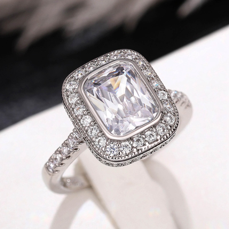 Fashion Cincin Kawin Wanita Modern Mewah Hias Kristal Cubic Zirconia Perhiasan Pesta Pertunangan Sederhana Dan Elegan