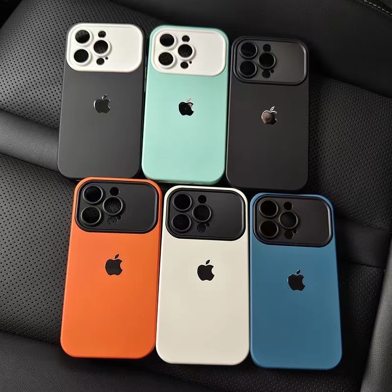 IPHONE Casing Silikon Jendela Besar Warna Kontras Cocok Untuk Iphone14 13 12 11 Pro X XS Max XR 14Plus Perlindungan Lensa Soft Case