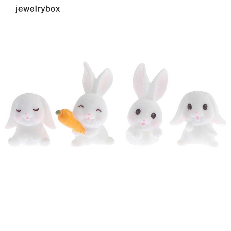 [jewelrybox] 4pcs Easter Rabbit Carrot Miniatur Taman Dekorasi Mini Bunny Paskah Cupcake Decor Butik