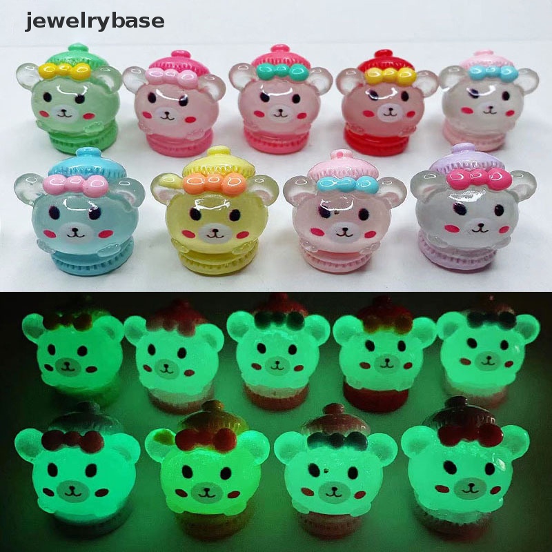 [jewelrybase] 1pc Bercahaya Kartun Kelinci/Beruang Microlandscape Sukulen DIY Hias Butik
