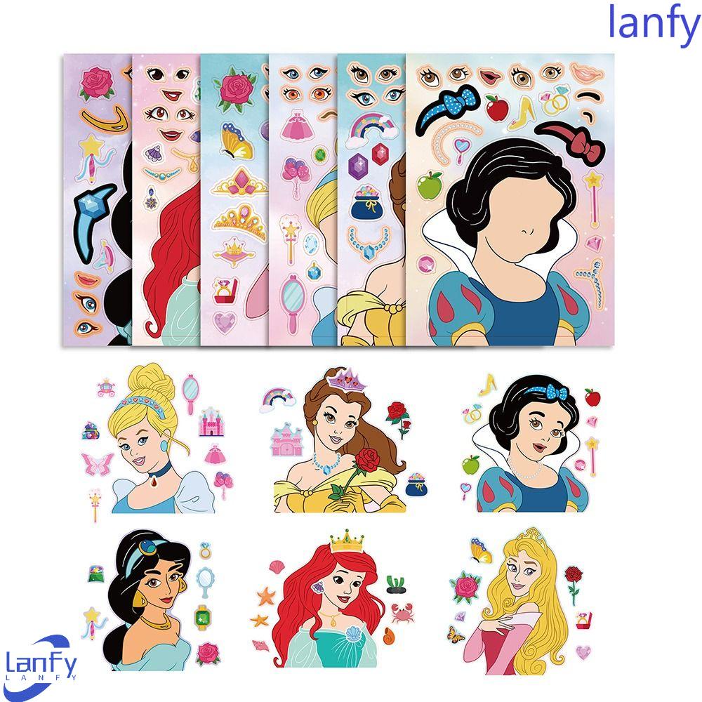 Lanfy Anak Puzzle Stiker Merakit Mainan Reusable Sticker Anak Craft Stationery Stiker Koper Stiker Edukasi Hadiah Cewek Merakit Jigsaw Puzzle Sticker Game