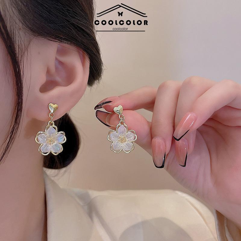 COD❤️Anting Stud Kristal Bunga Bahan Akrilik Fashion Korea Gaya Untuk Wanita- cl