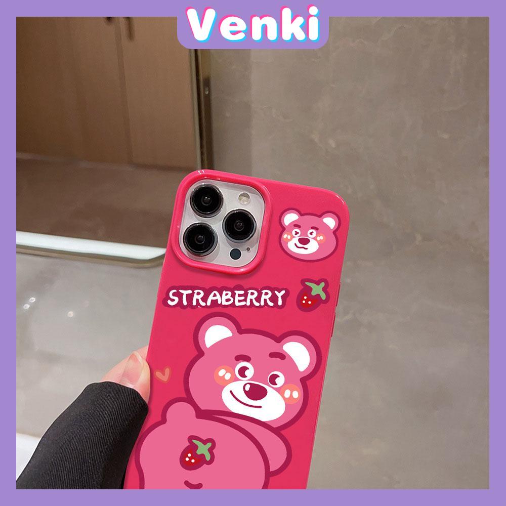 VENKI - For iPhone 14 Pro Max iPhone Case Pink Cute Bear Glossy TPU Soft Case Protection Shockproof Camera Compatible with iPhone 13 Pro max 12 Pro Max 11 xr xs max 7Plus 8Plus