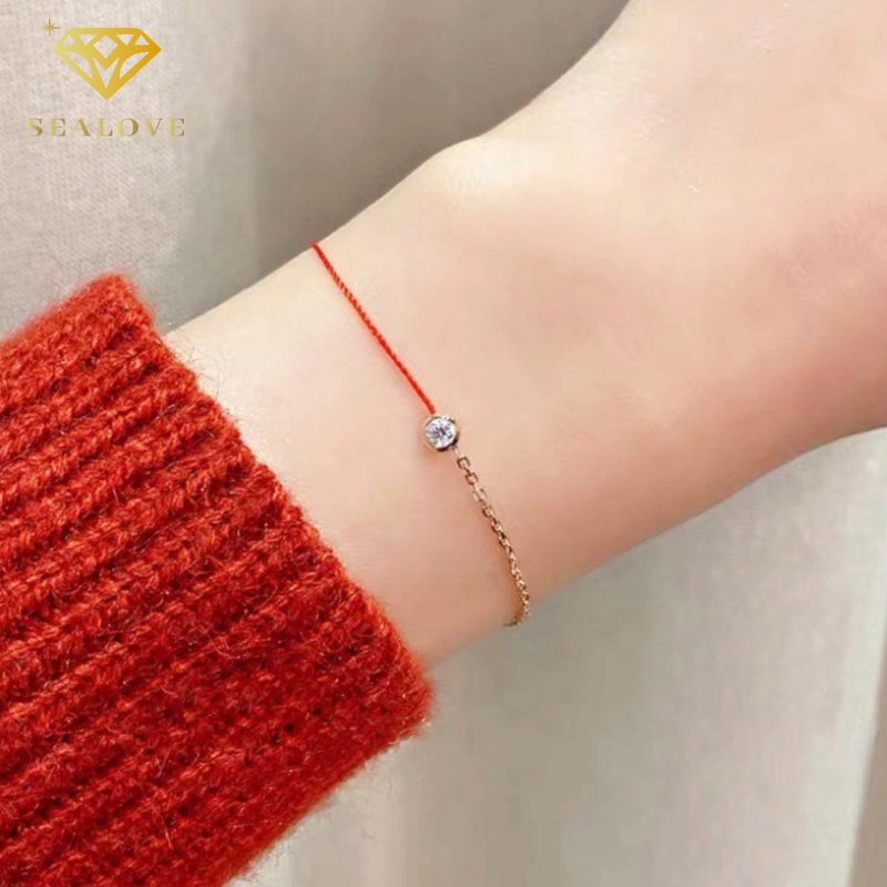 Gelang titanium Wanita Anti Karat Tali Merah Simple Berlian Cantik Aksesoris Perhiasan Korea Style COD