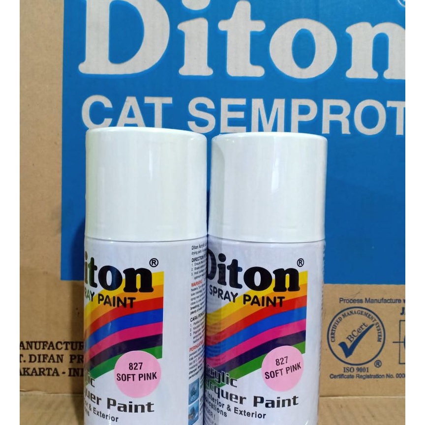 SOLID COLOURS DITON Spray Paint Acrylic Lacquer Paint Pilox Pilok Cat Semprot - 827 SOFT PINK / MERAH MUDA / PINK MUDA (300cc / 300ml)