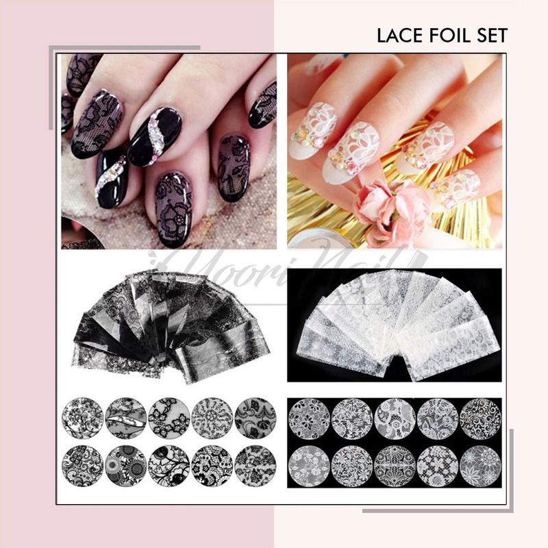 Nail art kit package 7 perlengkapan paket nail foil set kuku nail art lengkap hiasan