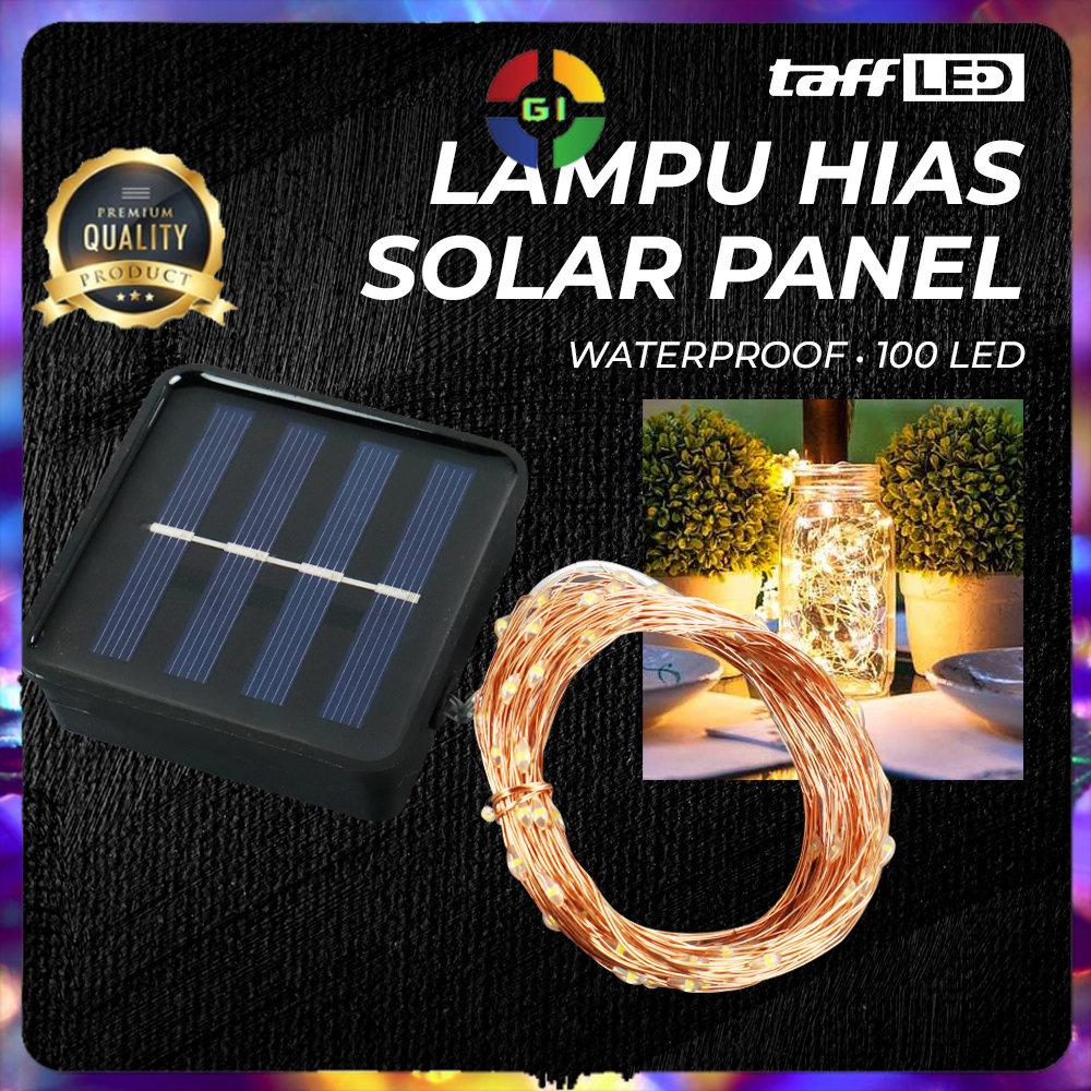 Lampu Hias String Lights Waterproof 100 LED with Solar Panel White