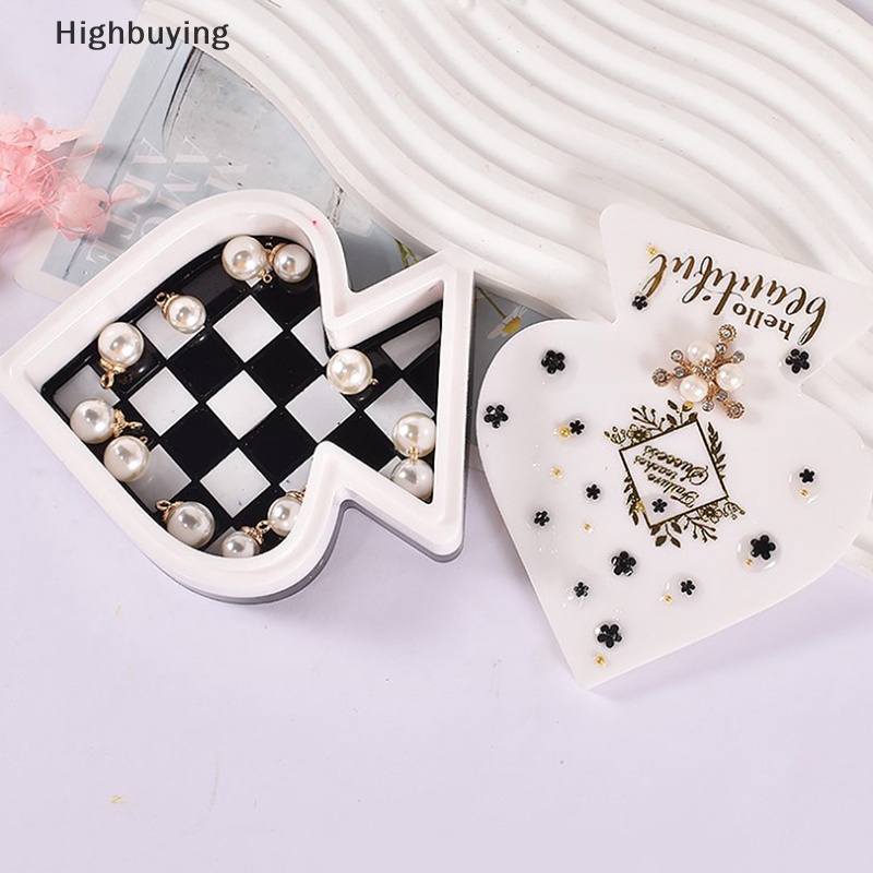 Hbid 2PCS Kotak Penyimpanan Hati Epoxy Resin Cetakan Spade Heart Checkerboard Jewelry Storage Box Mold Dekorasi Rumah Glory