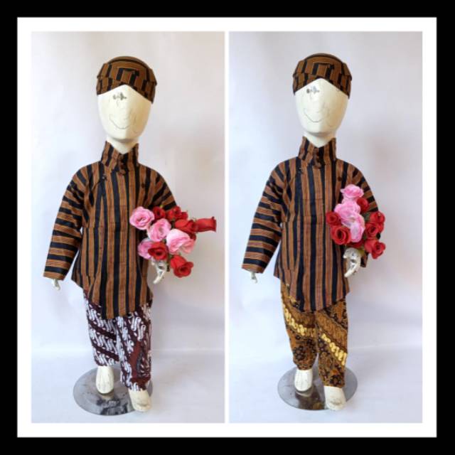 Lurik Surjan Lurik Set Blangkon Celana Batik Anak Dan Bayi Cute Baju Dalang Cilik