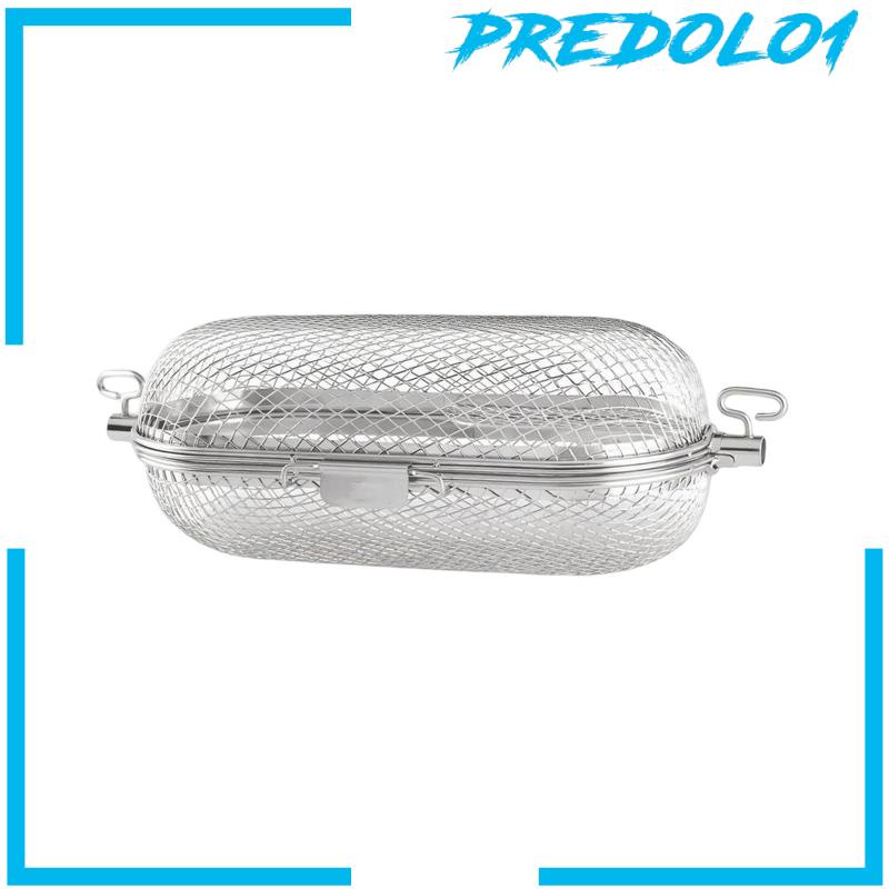 [Predolo1] Alat Barbekyu Wire Mesh BBQ Rolling Grill Basket Untuk Grill Outdoor Sayur