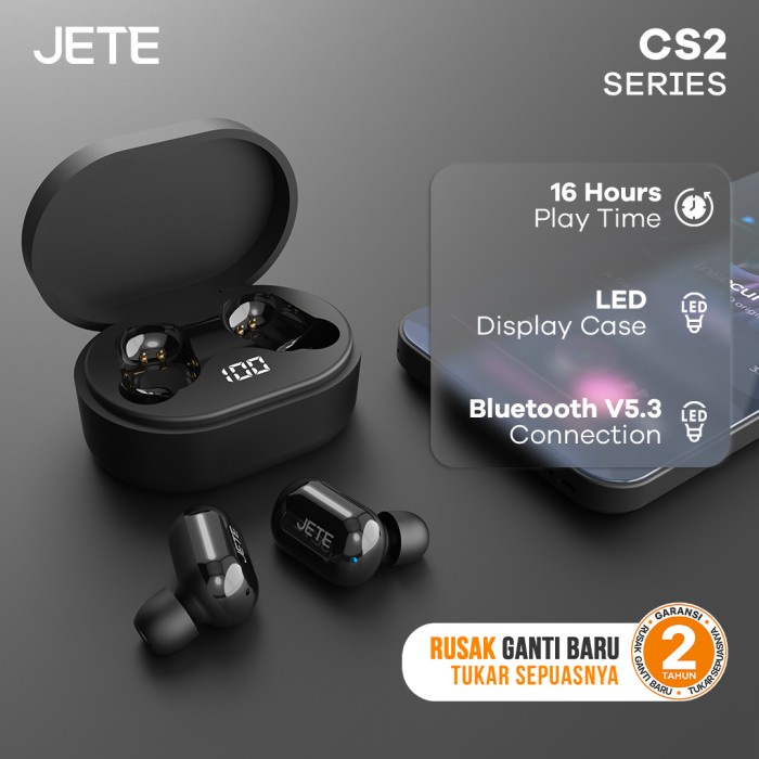 TWS JETE CS2 Wireless | Earphone Bluetooth 5.3 JETE  - Garansi Resmi 2 Tahun