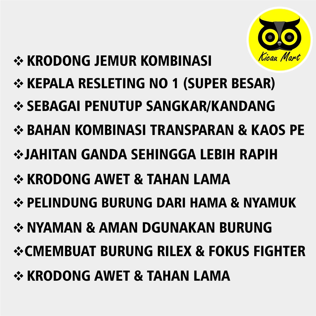 KRODONG KERODONG MURAI SEMI TRANSPARAN BAHAN PE KAOS TEBAL KRODONG SANGKAR BURUNG MURAI SEMI MERK SEMPATI NOMOR 1 2 KRODONG SANGKAR MURAI MODE JEMUR