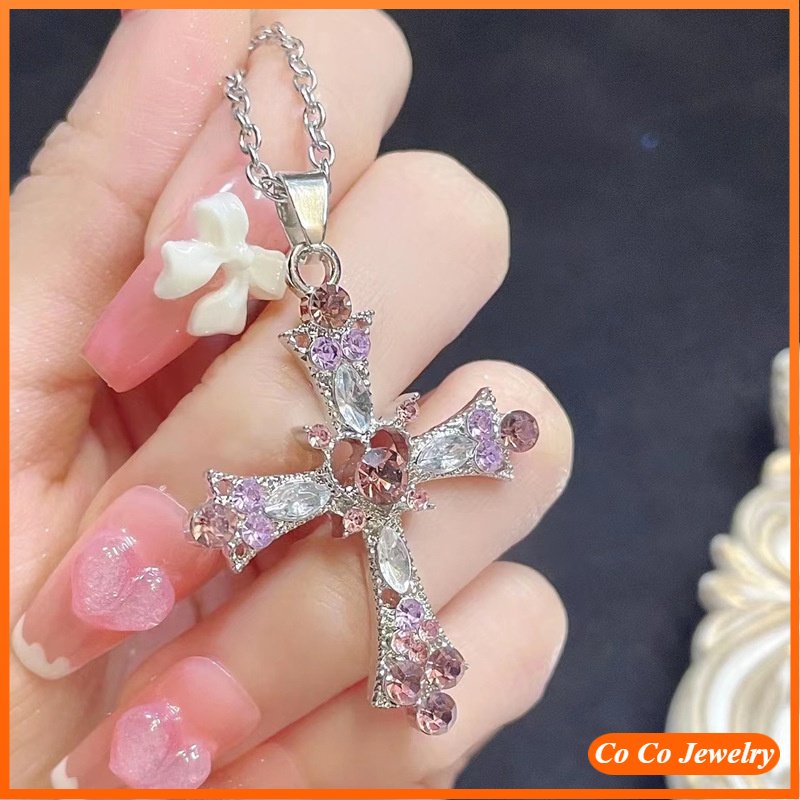 Diamond Craft Gothic Gaya Eropa Dan Amerika Y2K Kalung Desain Kecil