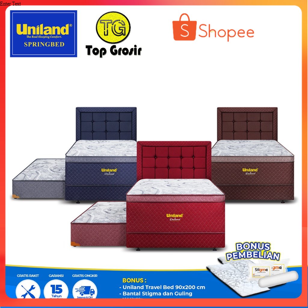 Uniland Springbed 2 in 1 Diamond Plushtop 120 X 200 - Kasur Spring Bed Sorong 2in1 UNILAND KUNINGAN