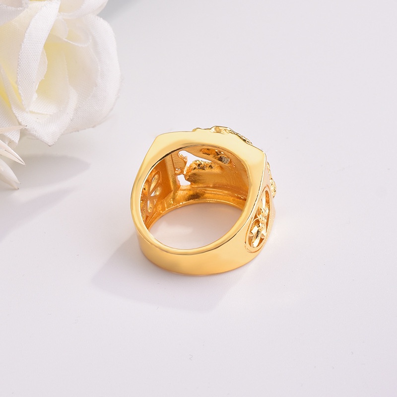 Goldkingdom Aksesoris Perhiasan Fashion Ready Stock, Mendominasi Cincin Naga, Berlapis Emas Melubangi Naga Cincin, Laki-Laki