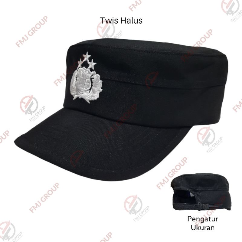 Topi Komando Bintara Hitam Twis Halus / Topi Bintara