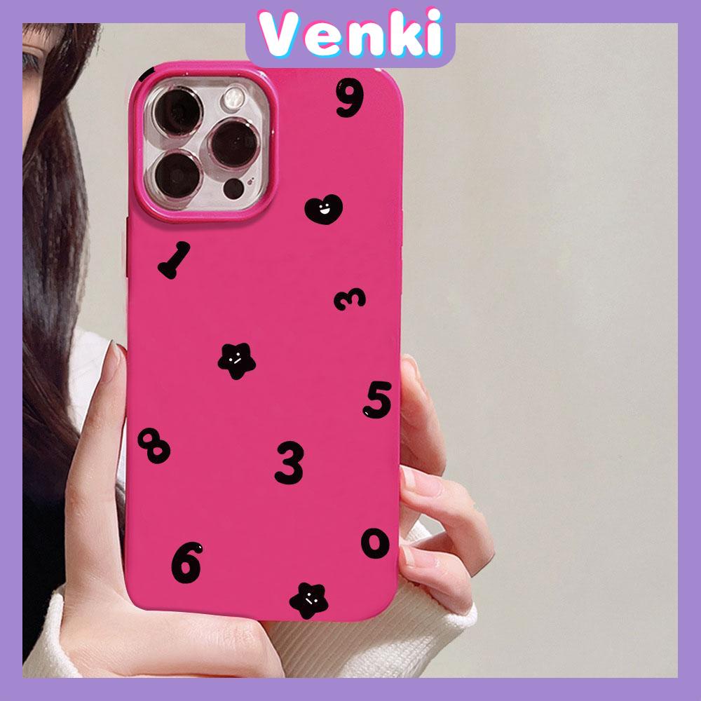 VENKI - For iPhone 11 iPhone Case Red Glossy TPU Soft Case Shockproof Protection Camera Love Smiley Numbers Compatible with iPhone 14 13 Pro max 12 Pro Max xr xs max 7Plus 8Plus