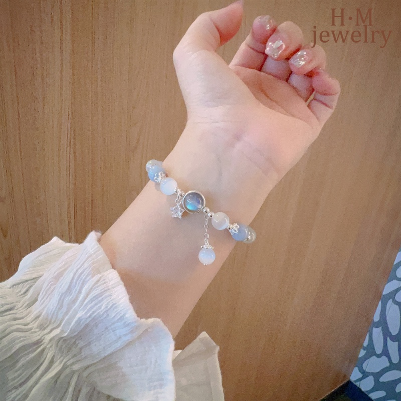 Gelang Opal Bermutu Tinggi Baru Ins Style Moonstone Aquamarine Bracelet