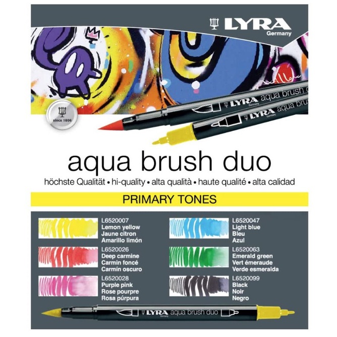 

Brush Pen Set Lyra Aqua Brush Duo Pen Primary tones Set 6 - 6521060