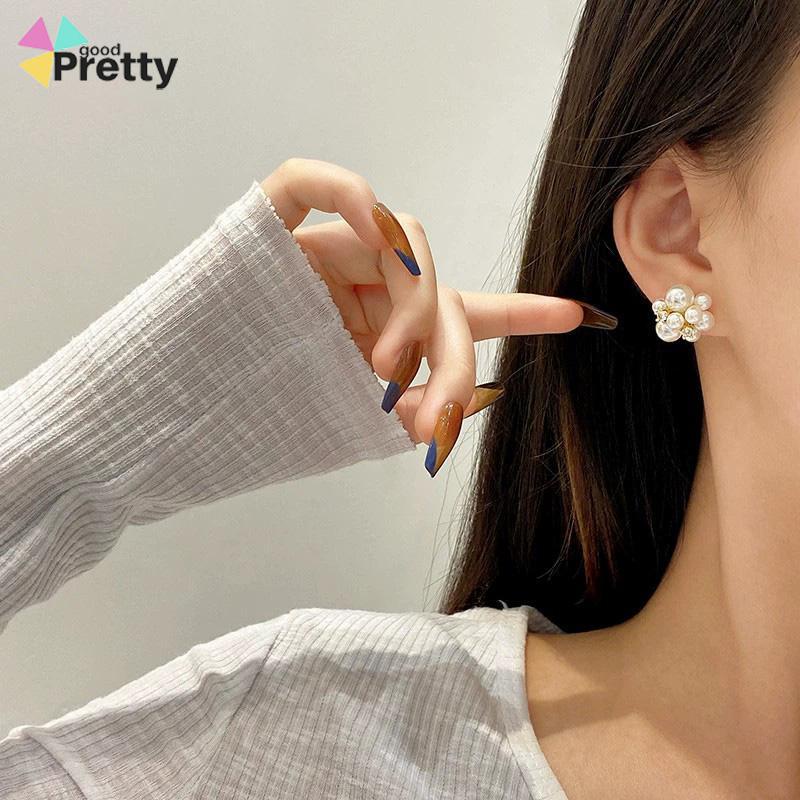 Anting Mutiara Fashion Design Sense Berlian Imitasi  Anti Alergi Anting Perak - PD