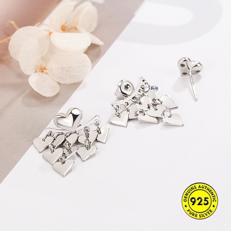 Anting Rumbai S925 Silver Berbentuk Hati Dua Cara Memakai U1809