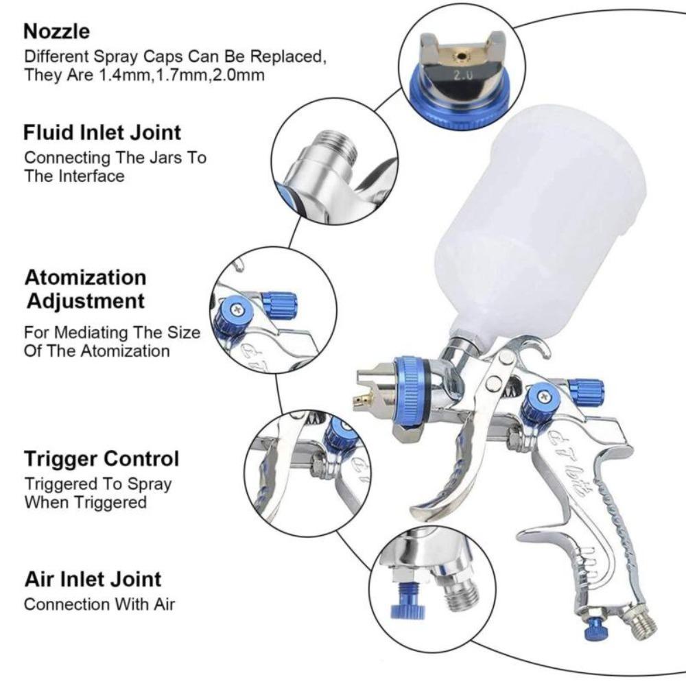 Populer Spray Paint Gun Airless HVLP 600CC Cup Nozzle Airbrush