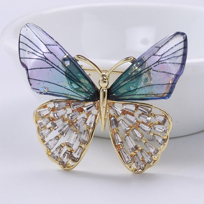 Bros Kupu-Kupu Kristal Gradien Fashion Bros Alloy Capung Lebah Untuk Wanita Perhiasan Aksesoris Hadiah