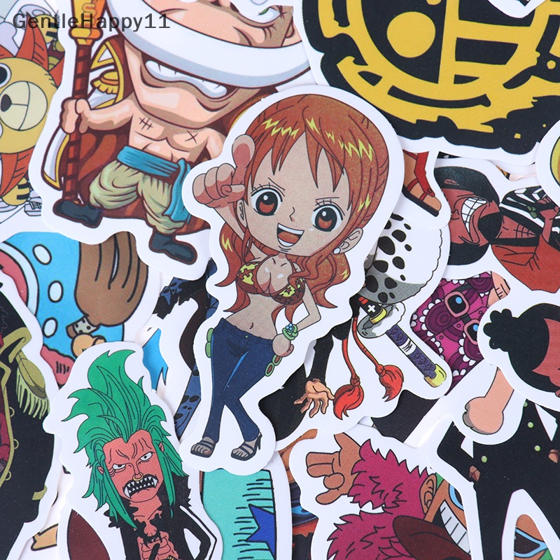 Gentlehappy 50Pcs Anime One Piece Luffy Stiker Mobil Laptop Skateboard Ransel Decals id