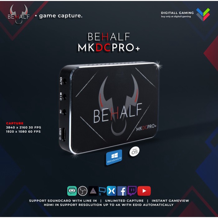 BEHALF MKDCPRO+ GAME CAPTURE / HDMI CAPTURE LIVE STREAMING GAME 4K