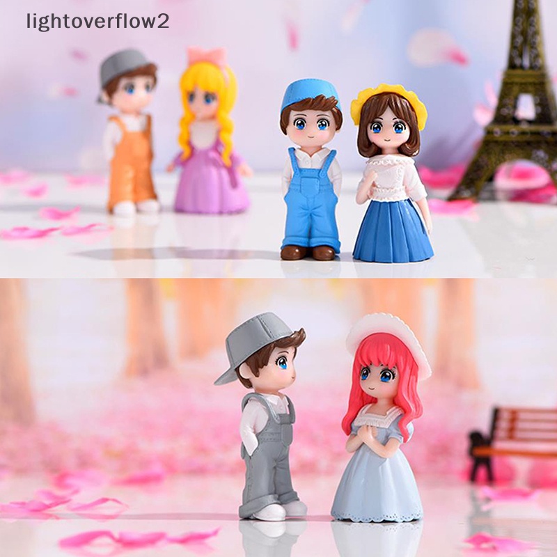 [lightoverflow2] 2pcs/set Mini Boy and Girl Lovers Fairy Garden Ornamen Rumah Lanskap Mikro [ID]