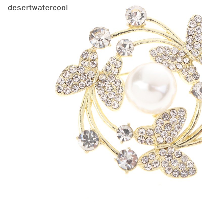 Deid Temperamen Kupu-Kupu Mutiara Perhiasan Pin Batu Permata Bertatahkan Murah Hati Bros Martijn