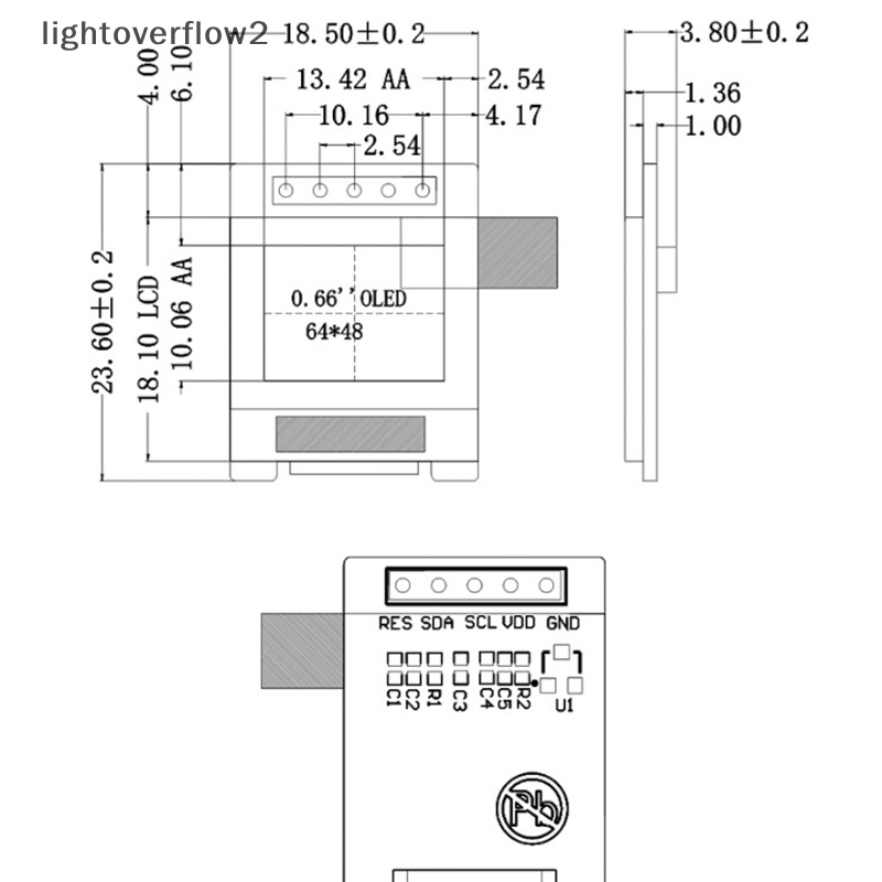 [lightoverflow2] Modul OLED 0.66 inch 6448layar Putih64 * 48 64x48 SPI IIC I2C Interface OLED [ID]
