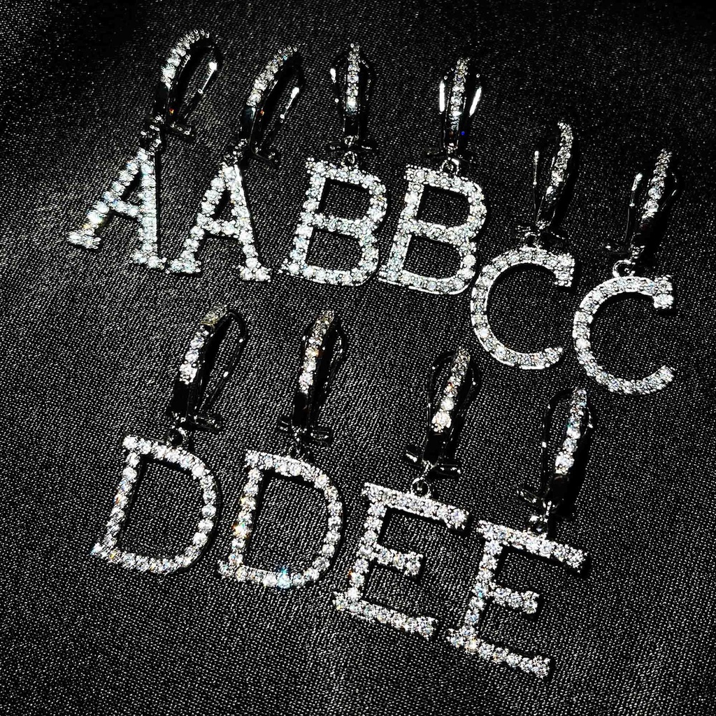 Goldkingdom Aksesoris Perhiasan Fashion Ready Stock 26huruf Anting Berlian Bertatahkan Mikro Klip Telinga Tanpa Tindik