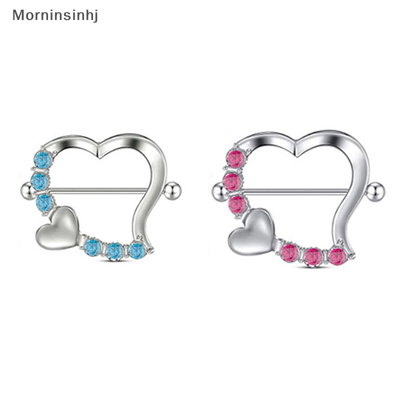 Mornin 1Pcs Fashion Bunga Puting Kristal Jantung Nipple Barbel Nipple Rings Perhiasan Tubuh Untuk Wanita id