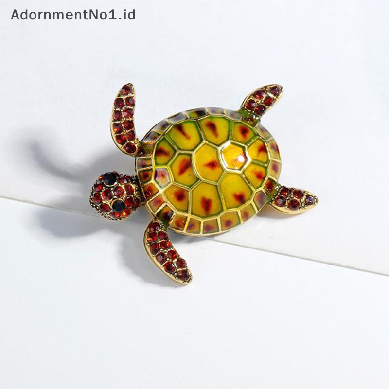 [AdornmentNo1] Hot Fashion Turtle Animal Bros Kepribadian Kreatif Perhiasan Vintage Berlian Tertanam Bermutu Tinggi Bros Aksesoris Gadis Hadiah [ID]