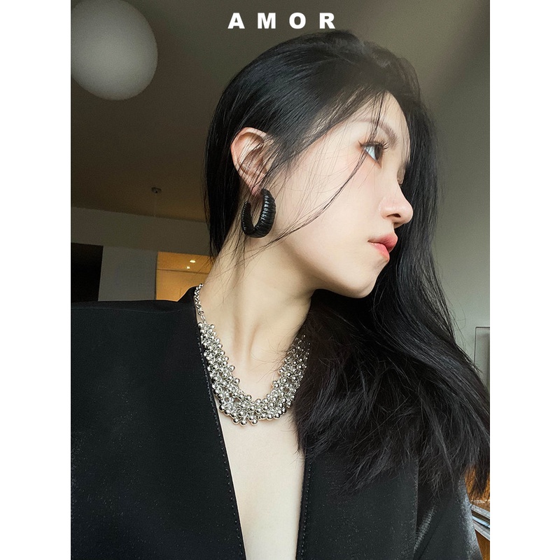 Kalung choker Bola Logam Rantai Ganda