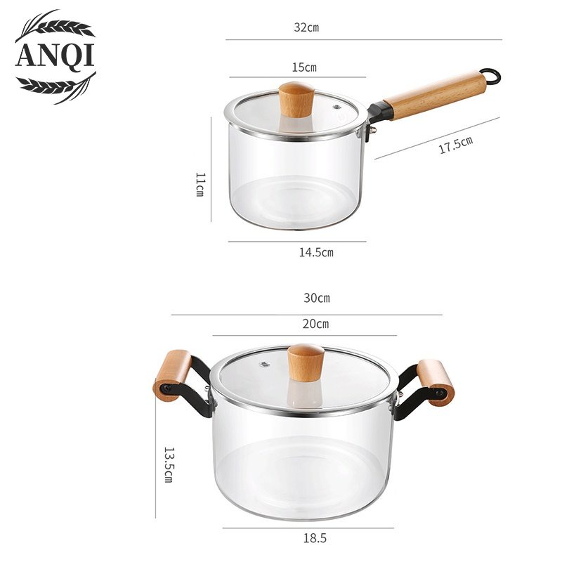 ANQI 1888 2000/3000ml Glass Pot / Panci Kaca Transparant Anti Api Anti Panas borosilicate