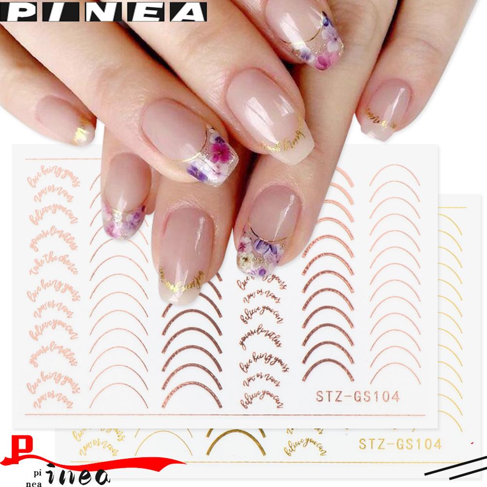 PINEAPPLE Foil Accessory Nail Sticker DIY Stripe Lines Design Nail Decals 3D Nail Decoration Metal Curve Adhesive Rose Gold