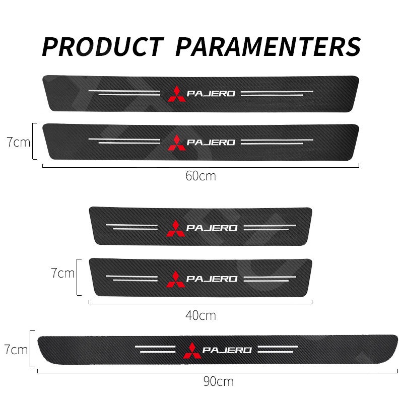 Mitsubishi Pajero Sport Carbon Fiber Car Door Sticker Protector Auto Threshold Strips Sticker Anti Gores