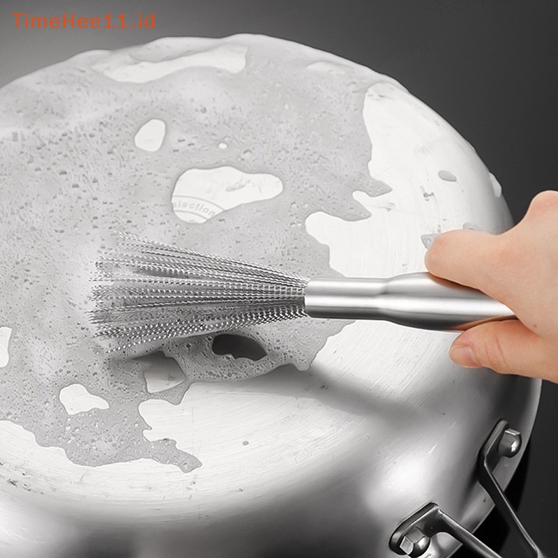Timehee Sikat Panci Bahan Stainless Steel, Sikat Pembersih Gagang Panjang Untuk Panci ID