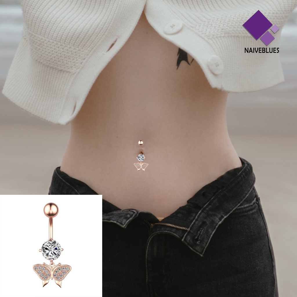 &lt; Naiveblues &gt; Belly Button Nail Charming Desain Busur Praktis Perhiasan Kuku Permukaan Tinggi Halus