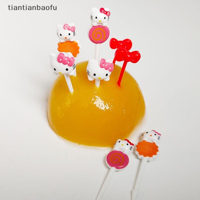 [tiantianbaofu] 8pcs/set Mini Kitty Garpu Buah Anak Snack Dessert Bento Sandwich Makan Siang Dekorasi Pesta Butik