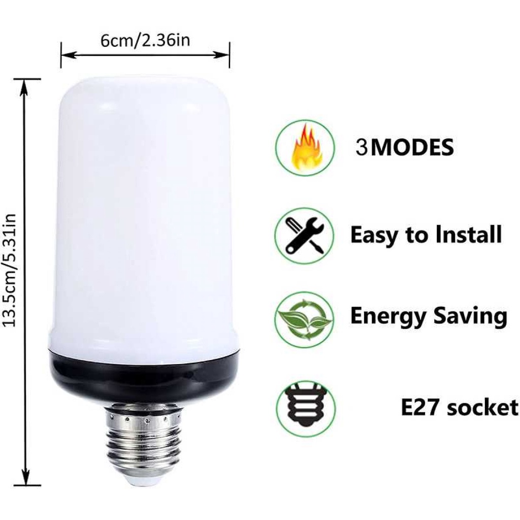 Lampu Bohlam LED Model Api Flickering Flame E27 Orange Light 3W