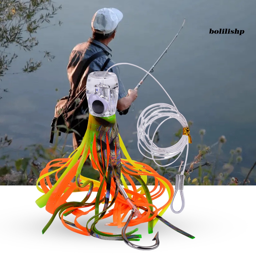 Bo-23cm/96g Umpan Pancing Simulasi Warna Terang Kait Tajam Mata Hidup Multi-Warna Perahu Laut Troli Gurita Lembut Cumi Rok Umpan Perlengkapan Memancing